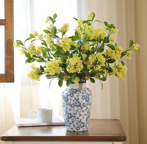 Blue and White Ceramic Flower Vase, French Decor, for Living Spaces, Various Rooms in Saudi Arabia