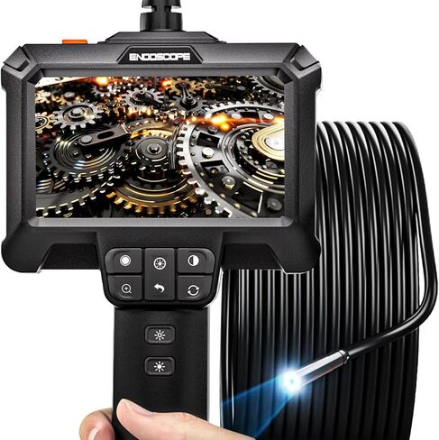 كاميرا Borescope، كاميرا منظار صناعية IPS مقاس 4.3 بوصة مع ضوء IP67 وكاميرا فحص مقاومة للماء وكاميرا ثعبان مع كابل شبه صلب بطول 16.5 قدم in Kuwait