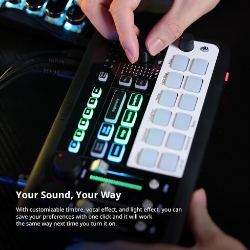 ULANZI AX01 لوحة صوت لخلاط الصوت للألعاب، خلاط صوت 5 قنوات مع XLR، طاقة فانتوم 48 فولت، RGB، تحكم فردي، خافت مستوى الصوت، كتم الصوت لتسجيل بودكاست المحتوى، لعبة البث المباشر in Saudi Arabia