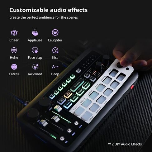ULANZI AX01 لوحة صوت لخلاط الصوت للألعاب، خلاط صوت 5 قنوات مع XLR، طاقة فانتوم 48 فولت، RGB، تحكم فردي، خافت مستوى الصوت، كتم الصوت لتسجيل بودكاست المحتوى، لعبة البث المباشر in Saudi Arabia