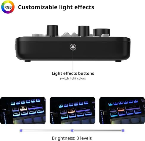 ULANZI AX01 لوحة صوت لخلاط الصوت للألعاب، خلاط صوت 5 قنوات مع XLR، طاقة فانتوم 48 فولت، RGB، تحكم فردي، خافت مستوى الصوت، كتم الصوت لتسجيل بودكاست المحتوى، لعبة البث المباشر in Saudi Arabia