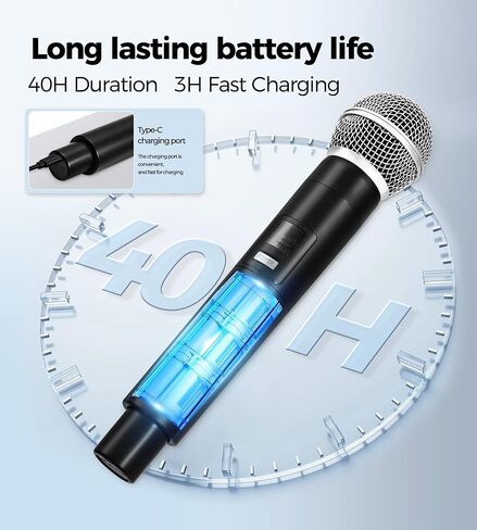 【2025 Upgraded Version】 Wireless Microphone, One-to-One Microphone Chip Connection, Stable Transmission, 200 FT Distance Receiving, Less Latency, Karaoke Microphone for Singing, Home Party in Saudi Arabia