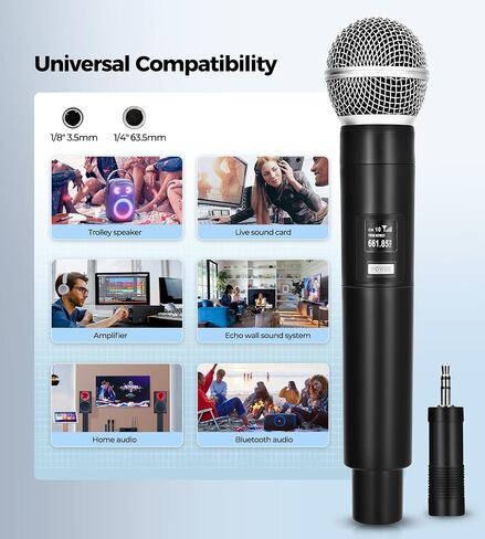 【2025 Upgraded Version】 Wireless Microphone, One-to-One Microphone Chip Connection, Stable Transmission, 200 FT Distance Receiving, Less Latency, Karaoke Microphone for Singing, Home Party in Saudi Arabia