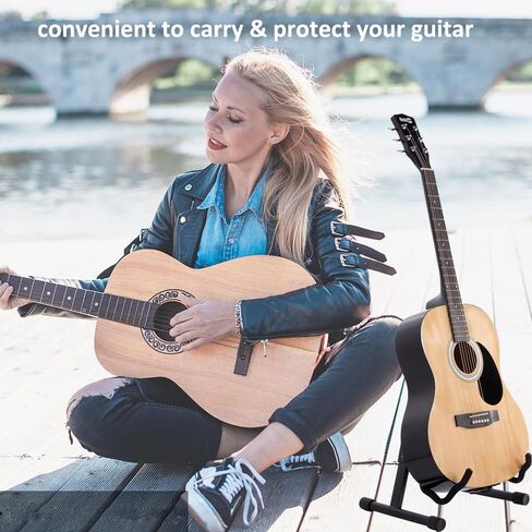 حامل جيتار عالمي، حامل جيتار صوتي قابل للطي على شكل حرف A مع أذرع مطاطية ورغوية غير قابلة للانزلاق، حامل جيتار معدني للجيتار الصوتي/الجيتار الكهربائي/الباس/القيثارة/البانجو/الكمان in Kuwait