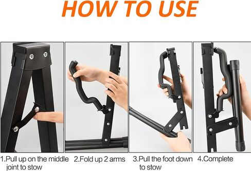 حامل جيتار عالمي، حامل جيتار صوتي قابل للطي على شكل حرف A مع أذرع مطاطية ورغوية غير قابلة للانزلاق، حامل جيتار معدني للجيتار الصوتي/الجيتار الكهربائي/الباس/القيثارة/البانجو/الكمان in Kuwait
