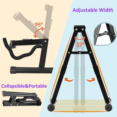 حامل جيتار عالمي، حامل جيتار صوتي قابل للطي على شكل حرف A مع أذرع مطاطية ورغوية غير قابلة للانزلاق، حامل جيتار معدني للجيتار الصوتي/الجيتار الكهربائي/الباس/القيثارة/البانجو/الكمان in Kuwait