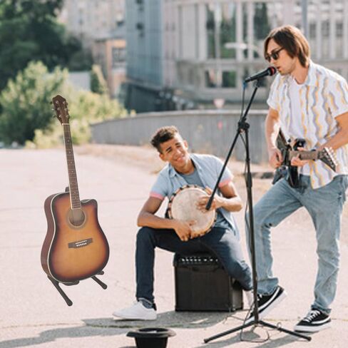 حامل جيتار عالمي، حامل جيتار صوتي قابل للطي على شكل حرف A مع أذرع مطاطية ورغوية غير قابلة للانزلاق، حامل جيتار معدني للجيتار الصوتي/الجيتار الكهربائي/الباس/القيثارة/البانجو/الكمان in Kuwait