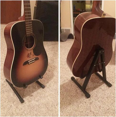 حامل جيتار عالمي، حامل جيتار صوتي قابل للطي على شكل حرف A مع أذرع مطاطية ورغوية غير قابلة للانزلاق، حامل جيتار معدني للجيتار الصوتي/الجيتار الكهربائي/الباس/القيثارة/البانجو/الكمان in Kuwait