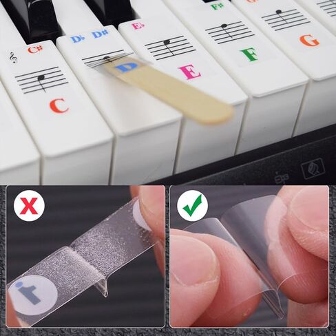 3 عبوات من ملصقات لوحة مفاتيح البيانو متعددة الألوان لـ 88/61/54/49/37 ملصقات حروف ملاحظات البيانو الرئيسية ملصقات دليل مفاتيح الموسيقى للمبتدئين على البيانو الإلكتروني (مفاتيح سوداء + بيضاء) in Kuwait