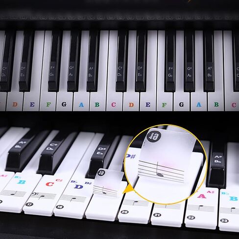3 عبوات من ملصقات لوحة مفاتيح البيانو متعددة الألوان لـ 88/61/54/49/37 ملصقات حروف ملاحظات البيانو الرئيسية ملصقات دليل مفاتيح الموسيقى للمبتدئين على البيانو الإلكتروني (مفاتيح سوداء + بيضاء) in Kuwait