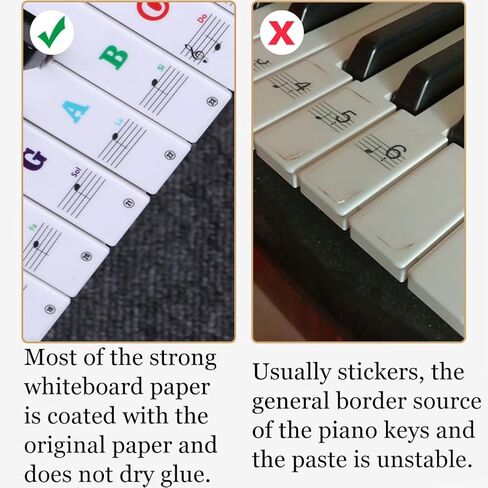 3 عبوات من ملصقات لوحة مفاتيح البيانو متعددة الألوان لـ 88/61/54/49/37 ملصقات حروف ملاحظات البيانو الرئيسية ملصقات دليل مفاتيح الموسيقى للمبتدئين على البيانو الإلكتروني (مفاتيح سوداء + بيضاء) in Kuwait