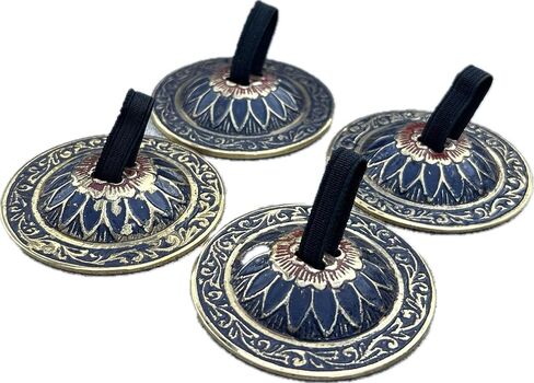 Dharma Objects 2 Pairs Brass Finger Cymbals Zills for Belly Dancing Lotus in Kuwait