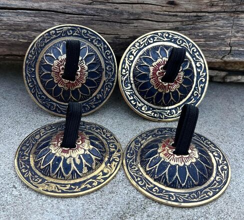 Dharma Objects 2 Pairs Brass Finger Cymbals Zills for Belly Dancing Lotus in Kuwait