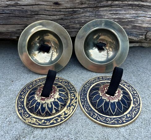Dharma Objects 2 Pairs Brass Finger Cymbals Zills for Belly Dancing Lotus in Kuwait
