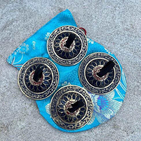 Dharma Objects 2 Pairs Brass Finger Cymbals Zills for Belly Dancing Lotus in Kuwait