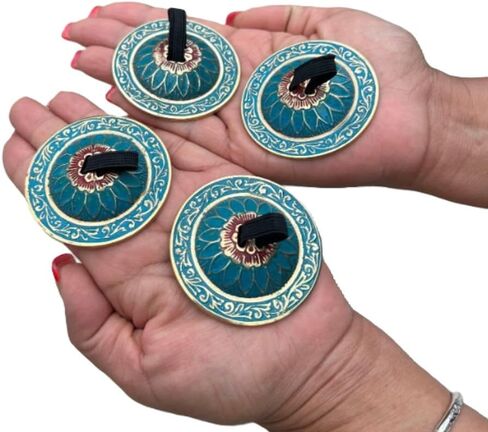 Dharma Objects 2 Pairs Brass Finger Cymbals Zills for Belly Dancing Lotus in Kuwait