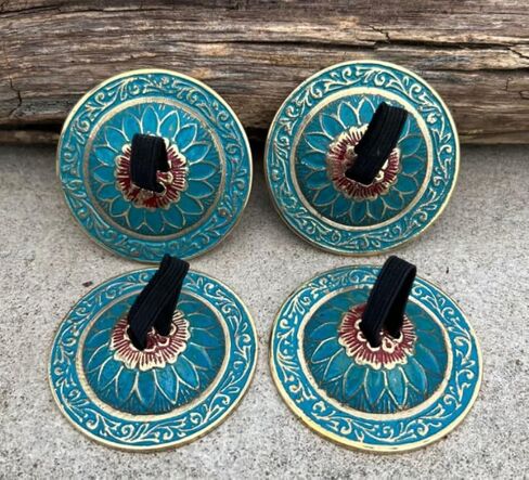 Dharma Objects 2 Pairs Brass Finger Cymbals Zills for Belly Dancing Lotus in Kuwait