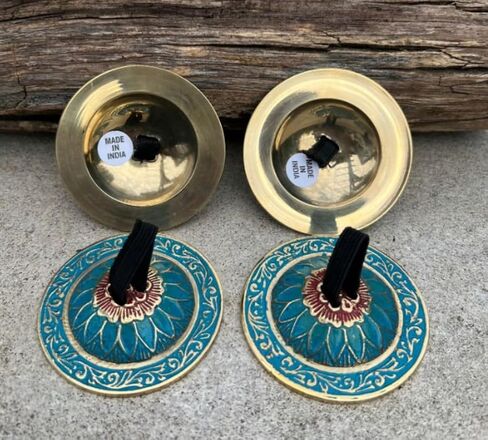 Dharma Objects 2 Pairs Brass Finger Cymbals Zills for Belly Dancing Lotus in Kuwait