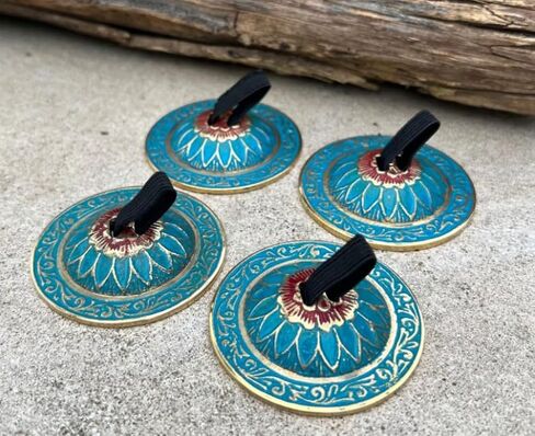 Dharma Objects 2 Pairs Brass Finger Cymbals Zills for Belly Dancing Lotus in Kuwait