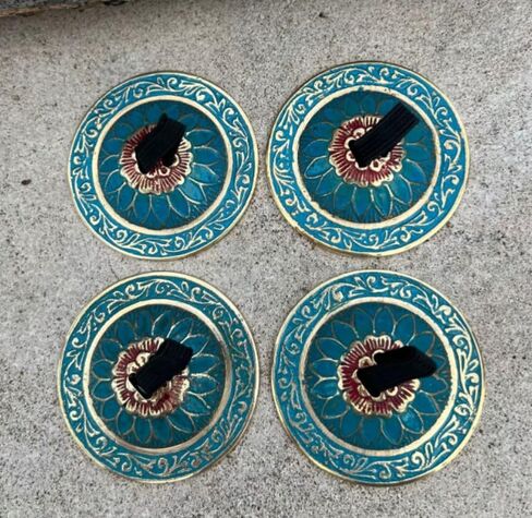 Dharma Objects 2 Pairs Brass Finger Cymbals Zills for Belly Dancing Lotus in Kuwait