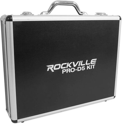 Rockville PRO-D5 طقم ميكروفون طبل مكون من 5 قطع مع باس معدني + ميكروفونات Snare + مشابك in Saudi Arabia