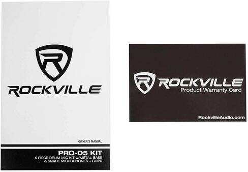 Rockville PRO-D5 طقم ميكروفون طبل مكون من 5 قطع مع باس معدني + ميكروفونات Snare + مشابك in Saudi Arabia