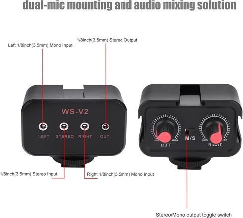 خلاط الكاميرا خلاط Dslr o خلاط الكاميرا o خلاط الكاميرا WSV2 2 قناة ميكروفون عالمي o محول خلاط مع مدخلات 3.5 ملم لكاميرات DSLR in Kuwait