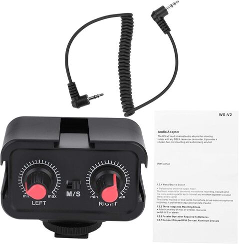 خلاط الكاميرا خلاط Dslr o خلاط الكاميرا o خلاط الكاميرا WSV2 2 قناة ميكروفون عالمي o محول خلاط مع مدخلات 3.5 ملم لكاميرات DSLR in Kuwait