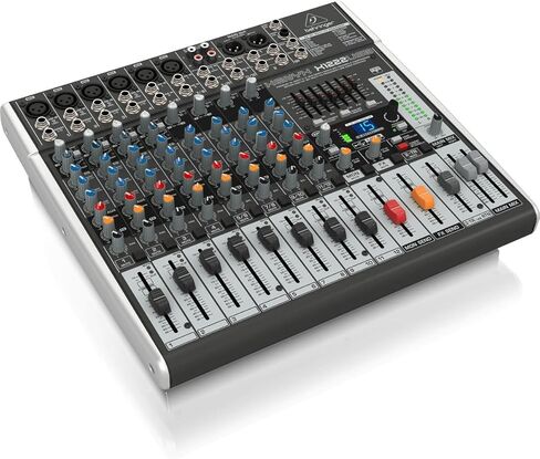 خلاط Behringer XENYX X1222USB Premium 12 مدخل 2/2-Bus مع مضخمات وضواغط ميكروفون XENYX، EQs البريطانية - مع 2 حزمة من كابلات ميكروفون XLR مقاس 15 بوصة 8 مم in Kuwait