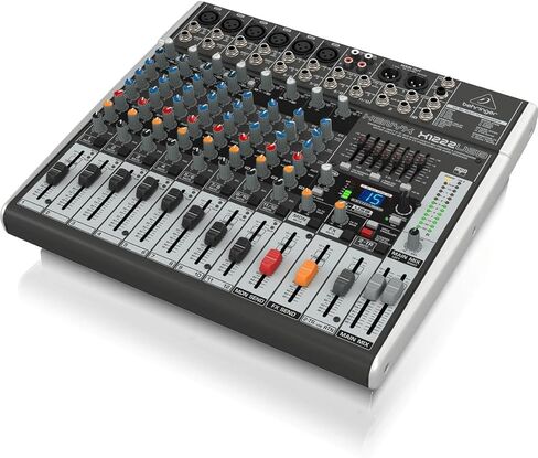 خلاط Behringer XENYX X1222USB Premium 12 مدخل 2/2-Bus مع مضخمات وضواغط ميكروفون XENYX، EQs البريطانية - مع 2 حزمة من كابلات ميكروفون XLR مقاس 15 بوصة 8 مم in Kuwait
