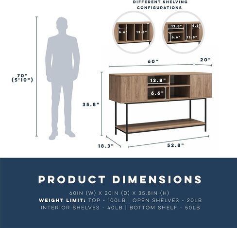 Novogratz Cooper Media Credenza/DJ Stand, Walnut in Saudi Arabia