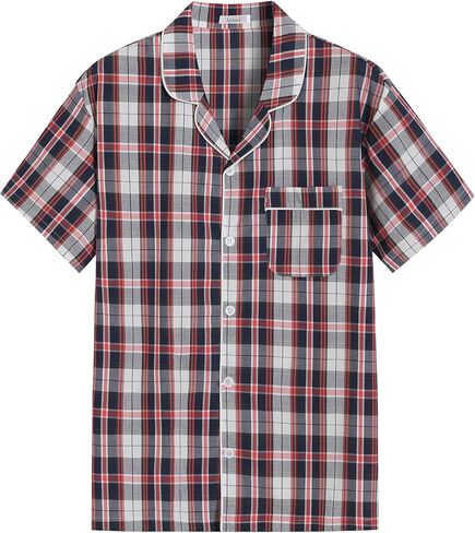 Latuza Men's Button Down Pajama Top 2 Pack Cotton Sleep Shirt in Saudi Arabia