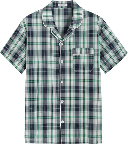 Latuza Men's Button Down Pajama Top 2 Pack Cotton Sleep Shirt in Saudi Arabia