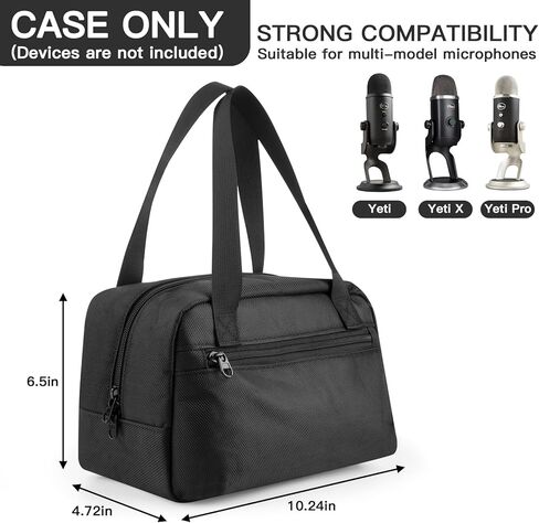 حقيبة حمل للسفر لمبدعي Logitech Blue Yeti/Yeti X/Yeti Pro USB، حافظة تخزين ميكروفون، حافظة فقط - أسود in Kuwait