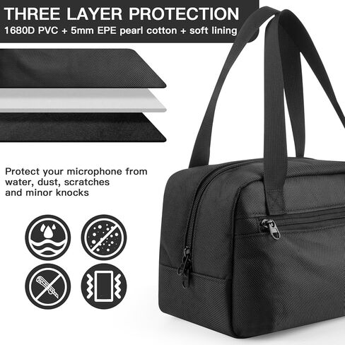 حقيبة حمل للسفر لمبدعي Logitech Blue Yeti/Yeti X/Yeti Pro USB، حافظة تخزين ميكروفون، حافظة فقط - أسود in Kuwait