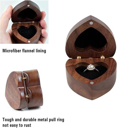 Wooden Heart shape Ring box Engraved for Proposal, Engagement, Wedding (will you marry me) in Saudi Arabia