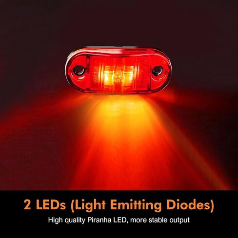 مجموعة مصابيح المقطورة LED 20 حزمة مع مسامير، مصابيح أمامية وخلفية للسيارات باللون الكهرمان + الأحمر DC12-24V 2.5 بوصة مصابيح جانبية مقاومة للماء ملحقات مقطورة المرافق لشاحنة التخييم RV وقارب القافلة in Kuwait