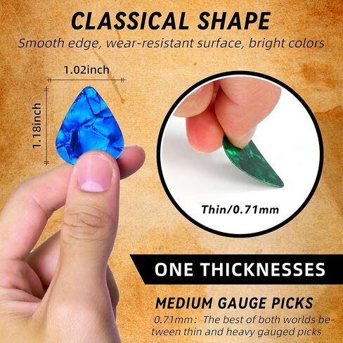 110 قطعة من أعواد الجيتار 0.71 مم من أعواد الجيتار السيليلويد تتضمن سماكة رفيعة ومتوسطة ثقيلة ومجموعة متنوعة من الريشات الملونة للقيثارات الصوتية الكهربائية القيثارة in Kuwait