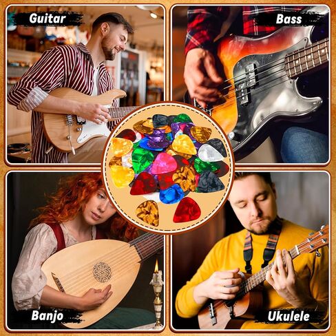 110 قطعة من أعواد الجيتار 0.71 مم من أعواد الجيتار السيليلويد تتضمن سماكة رفيعة ومتوسطة ثقيلة ومجموعة متنوعة من الريشات الملونة للقيثارات الصوتية الكهربائية القيثارة in Kuwait