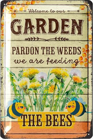 Vintage Tin Sign Garden GARDENING BECAUSE.. Farmhouse Metal Signs, Funny Garden Signs, Garden Plaque Decorative Outdoor Metal Signs for Outside Wall, Porch Patio 12x8" in Saudi Arabia