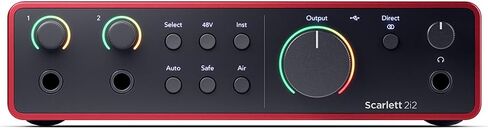 ميكروفون ذو عنوان جانبي بمكثف قلبي من Audio-Technica AT2035، استجابة تردد 20 هرتز إلى 20 كيلو هرتز، حزمة مع واجهة صوت USB Focusrite Scarlett 2i2 2x2، ذراع بوم مع كابل XLR، والمزيد in Saudi Arabia
