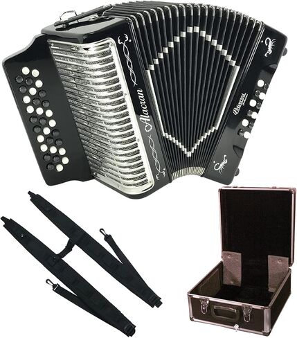 حزمة Alacran AL3112 Accordion: 31 زرًا، 12 Bass Accordion مع علبة صلبة وأشرطة قابلة للتعديل (Fa/FBE، أسود لامع) in Kuwait