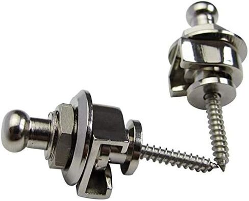 Guitar Strap Locks, Guitar Bass Round Head Schaller-Style Security Straplocks Strap Locks and Buttons for Electric Acoustic Guitar Replacement, Chrome (Pack of 2) in Saudi Arabia