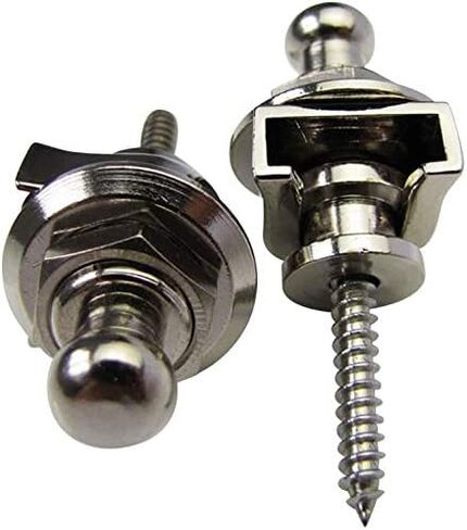 Guitar Strap Locks, Guitar Bass Round Head Schaller-Style Security Straplocks Strap Locks and Buttons for Electric Acoustic Guitar Replacement, Chrome (Pack of 2) in Saudi Arabia