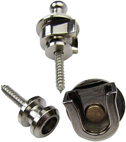 Guitar Strap Locks, Guitar Bass Round Head Schaller-Style Security Straplocks Strap Locks and Buttons for Electric Acoustic Guitar Replacement, Chrome (Pack of 2) in Saudi Arabia