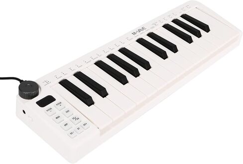وحدة تحكم لوحة مفاتيح USB MIDI مكونة من 25 مفتاحًا، وحدة تحكم MIDI مع مفاتيح توليف استجابة بلوتوث لأجهزة Mac والكمبيوتر الشخصي، عناصر تحكم قابلة للتخصيص، عجلات تعديل، أبيض in Kuwait