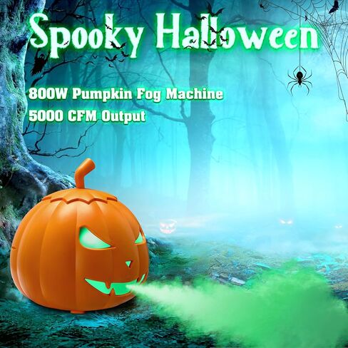 آلة ضباب TCFUNDY 800 وات مع أضواء، آلة دخان اليقطين مع 12 لونًا من أضواء LED، صانع الضباب مع جهاز تحكم عن بعد لديكور الشرفة الأمامية للهالوين، مسرح الحفلات المنزلية المسكونة in Kuwait