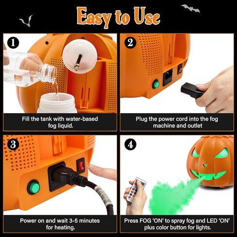 آلة ضباب TCFUNDY 800 وات مع أضواء، آلة دخان اليقطين مع 12 لونًا من أضواء LED، صانع الضباب مع جهاز تحكم عن بعد لديكور الشرفة الأمامية للهالوين، مسرح الحفلات المنزلية المسكونة in Kuwait
