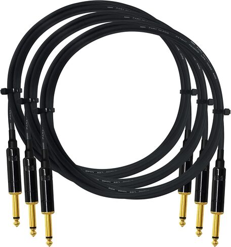 WORLDS BEST CABLES 3 Units - 3 Foot -Pedal, Effects, Patch, Guitar Instrument Cable Custom Made Made Using Mogami 2319 Wire and Neutrik-Rean NYS224BG Gold ¼ inch (6.35mm) TS Plugs in Saudi Arabia