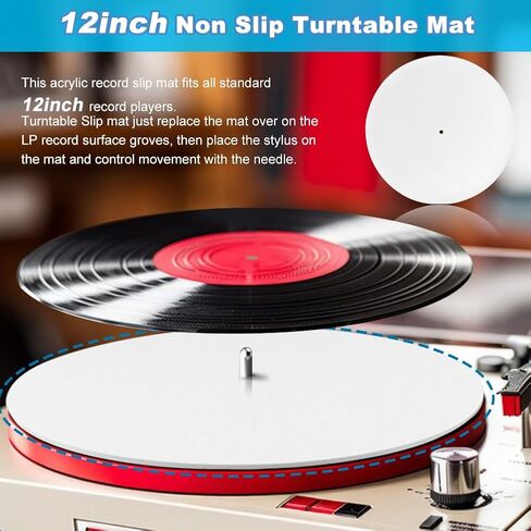 Acrylic Turntable Mat, 12" Record Platter Slipmat, 3mm Thick Acrylic Record Player Platter Vinyl Slip Mats,Acrylic Slipmat for Turntables Antistatic Tighter & Defined Bass in Saudi Arabia